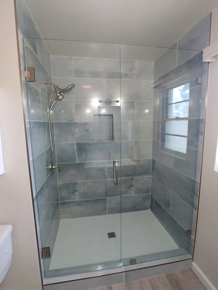 12x36 shower tile with clear glass — Bathroom Remodeling by Urban Element, Inc. in the East Valley of Arizona
