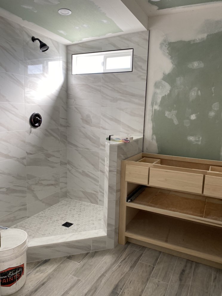 Carrera porcelain tile shower — Bathroom Remodeling by Urban Element, Inc. in the East Valley of Arizona