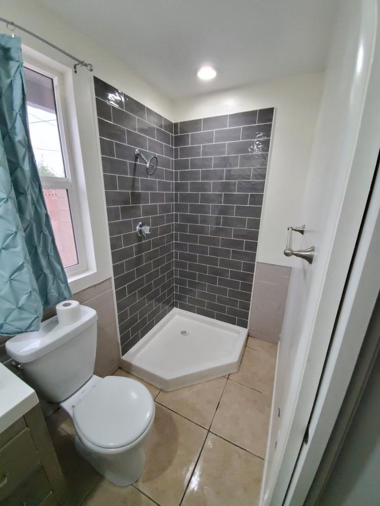 Corner shower tile — Bathroom Remodeling by Urban Element, Inc. in the East Valley of Arizona