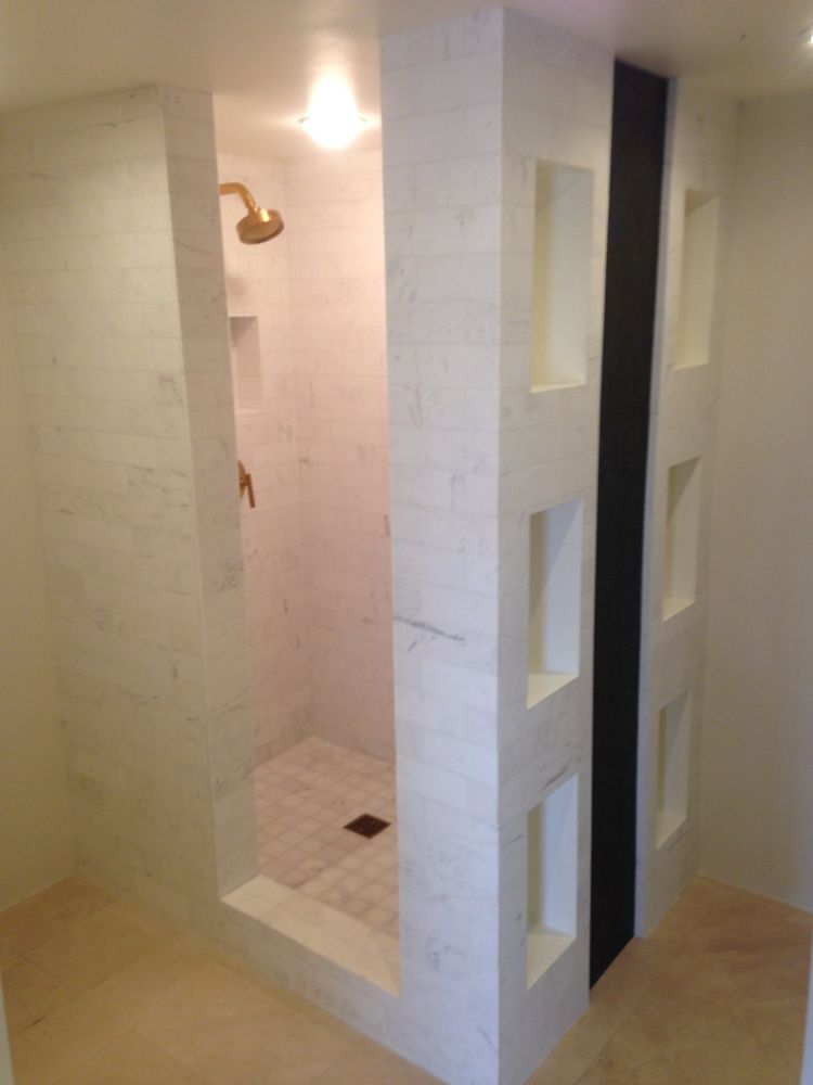 Custom marble tile shower — Bathroom Remodeling by Urban Element, Inc. in the East Valley of Arizona