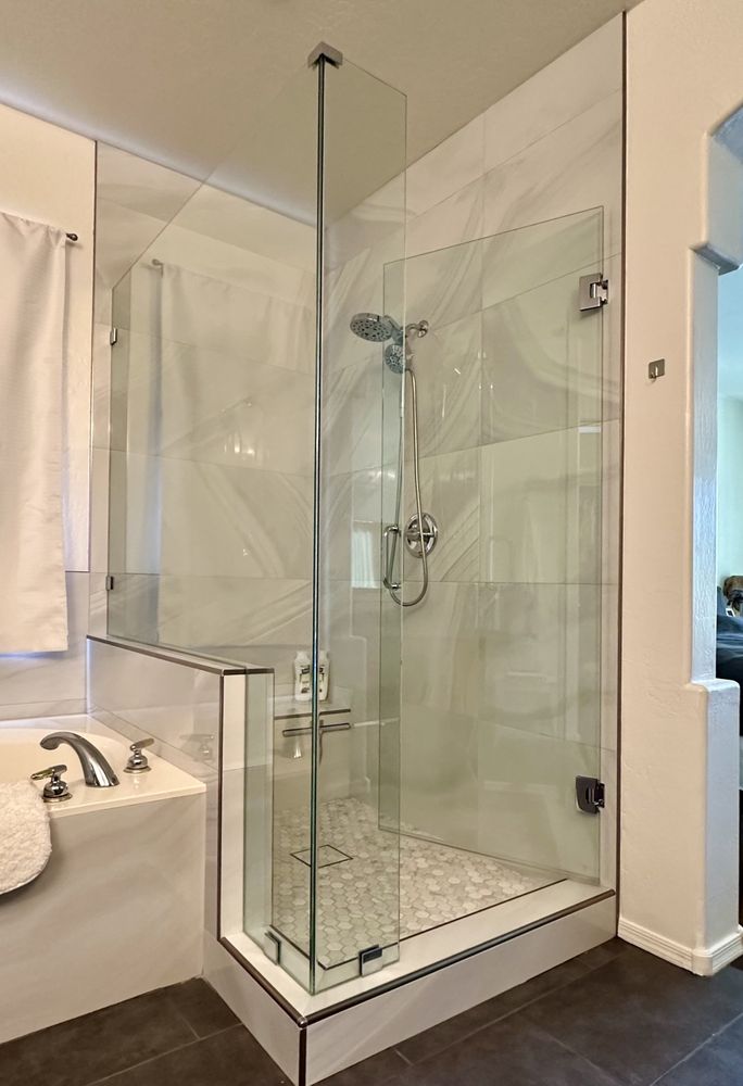 Frameless shower glass — Bathroom Remodeling by Urban Element, Inc. in the East Valley of Arizona