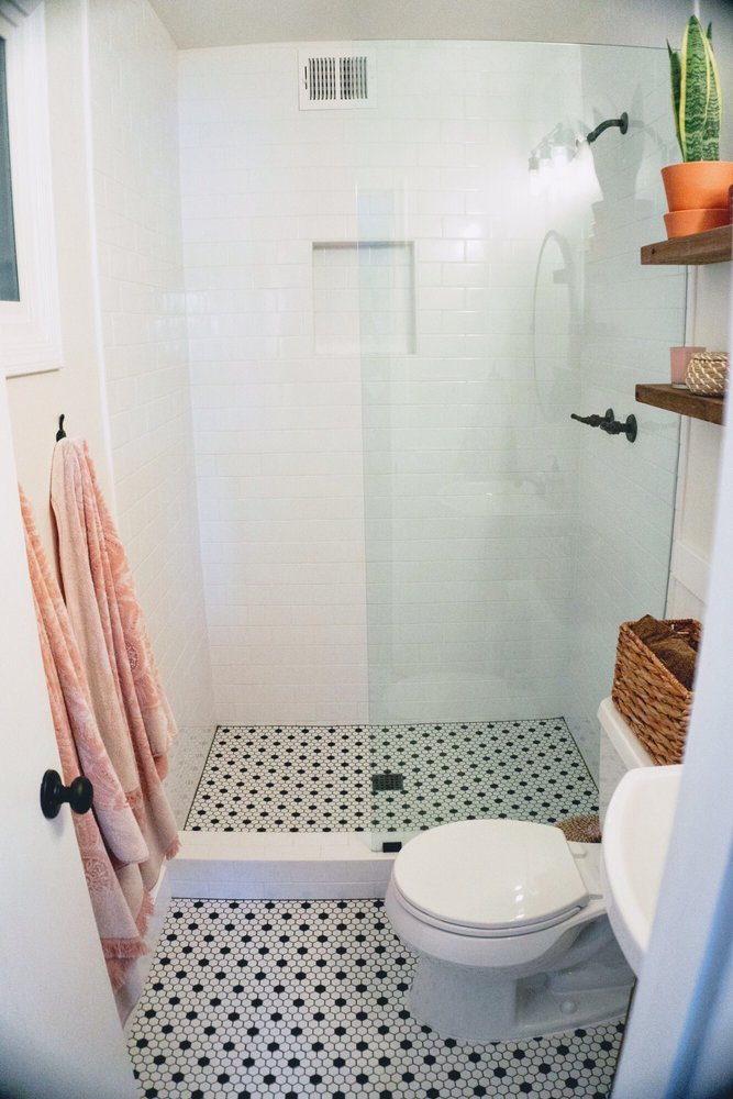 Hex floor tile subway tile — Bathroom Remodeling by Urban Element, Inc. in the East Valley of Arizona