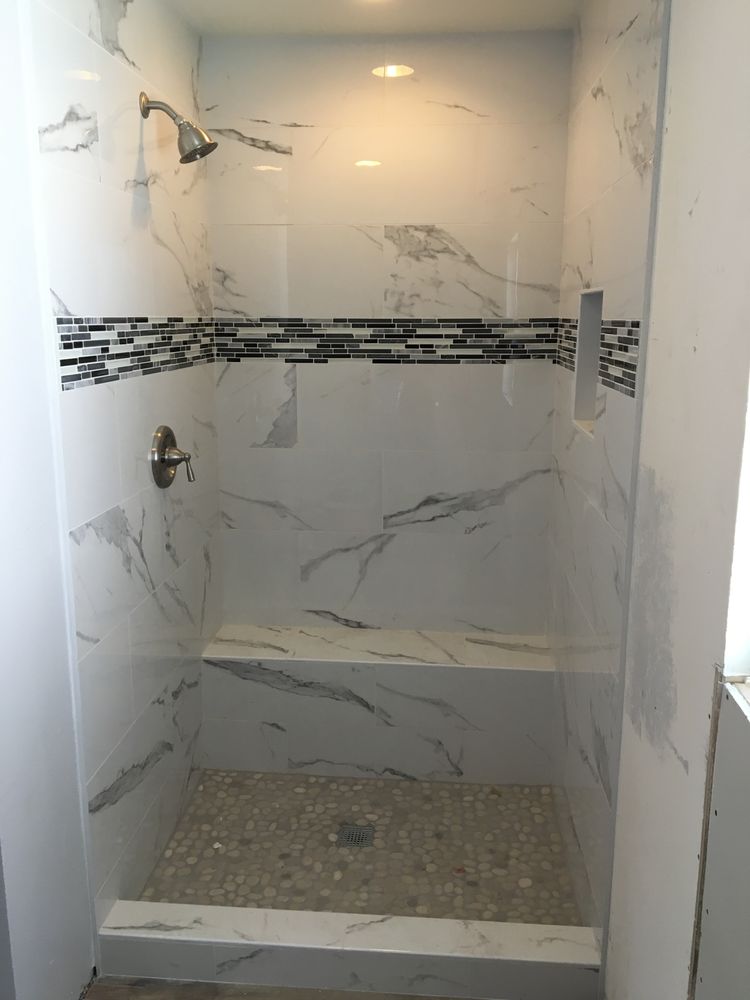 Marble look tile shower — Bathroom Remodeling by Urban Element, Inc. in the East Valley of Arizona