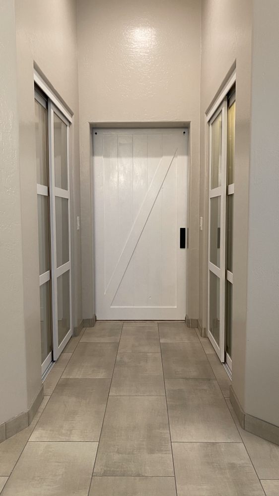 Master bathroom barn door — Bathroom Remodeling by Urban Element, Inc. in the East Valley of Arizona