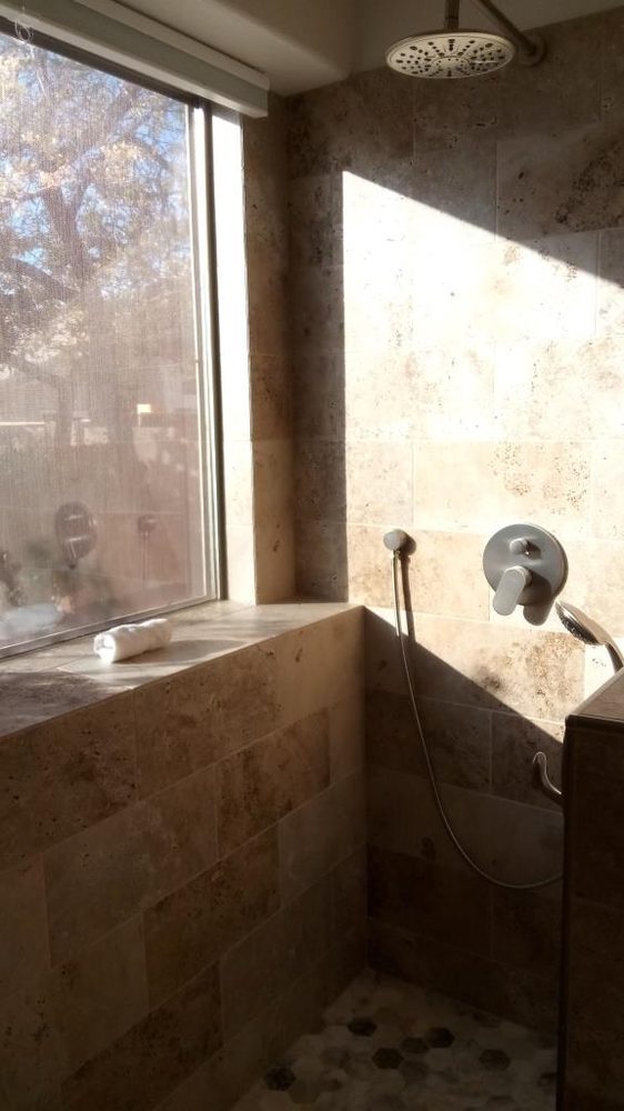 One shower has more elbow room and a lower — Bathroom Remodeling by Urban Element, Inc. in the East Valley of Arizona