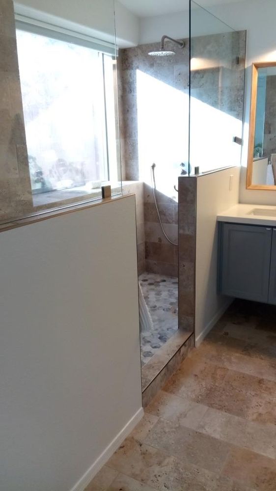 Shower and tub combination became two showers — Bathroom Remodeling by Urban Element, Inc. in the East Valley of Arizona
