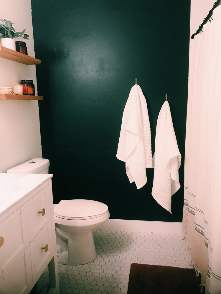 Vanity toilet updated hex floor tile — Bathroom Remodeling by Urban Element, Inc. in the East Valley of Arizona