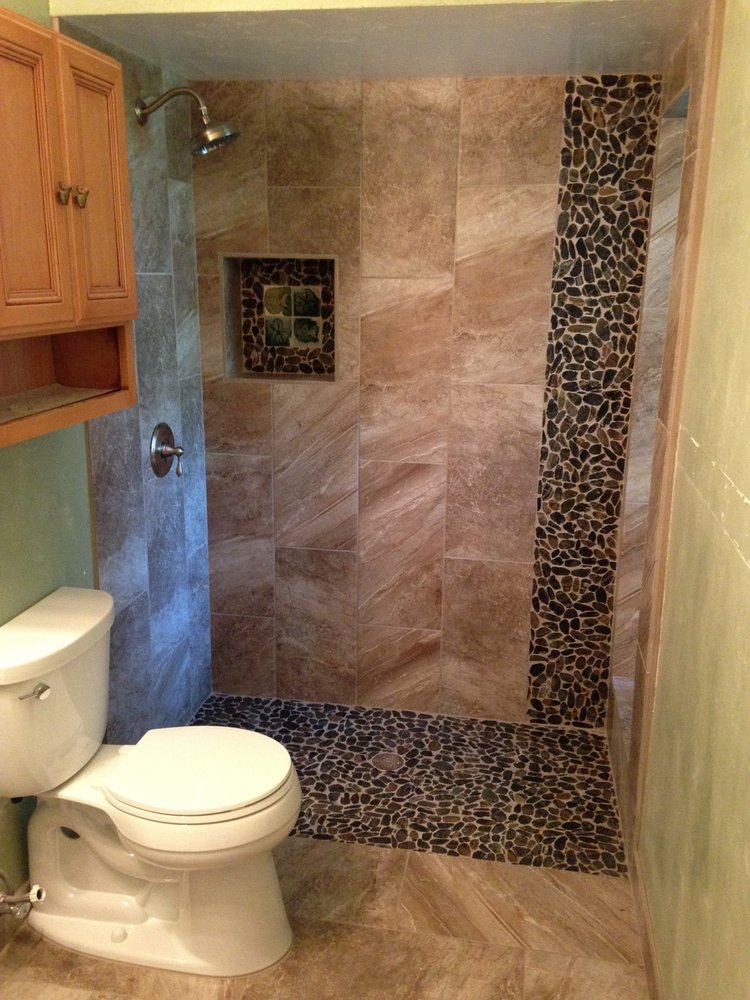 Vertical 12 x 24 shower tile with vertical mosaic — Bathroom Remodeling by Urban Element, Inc. in the East Valley of Arizona