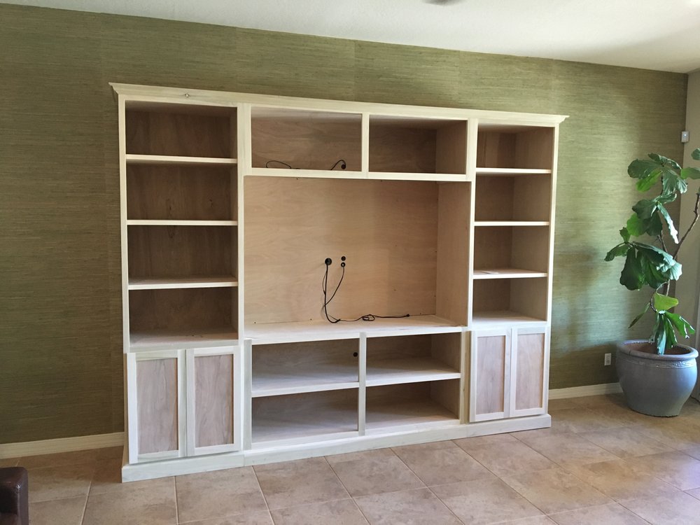 Custom poplar hardwood entertainment center — Custom Designs by Urban Element, Inc. in the East Valley of Arizona
