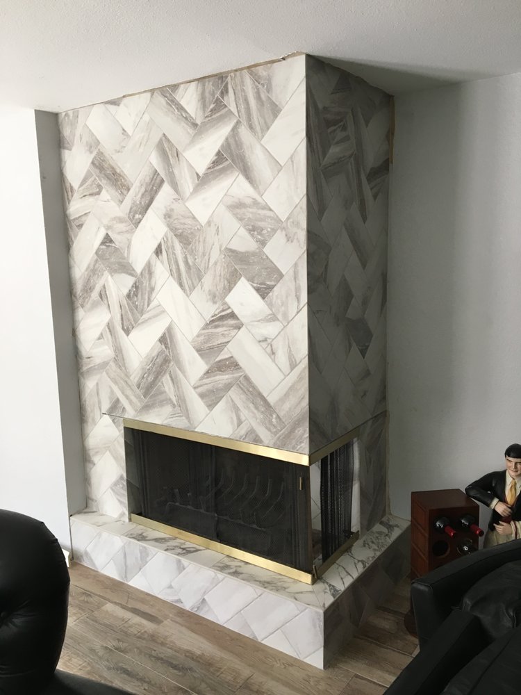 Herringbone fireplace tile — Custom Designs by Urban Element, Inc. in the East Valley of Arizona