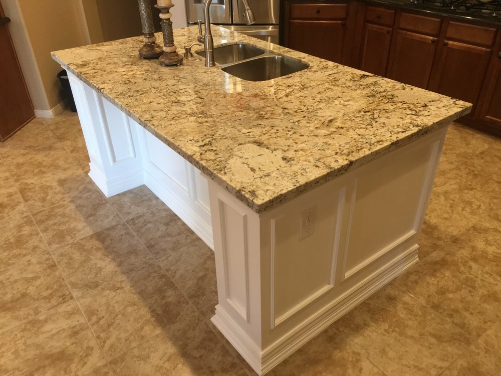 Custom kitchen island with granite countertop and undermount sink — Kitchen Remodeling by Urban Element, Inc. in the East Valley of Arizona
