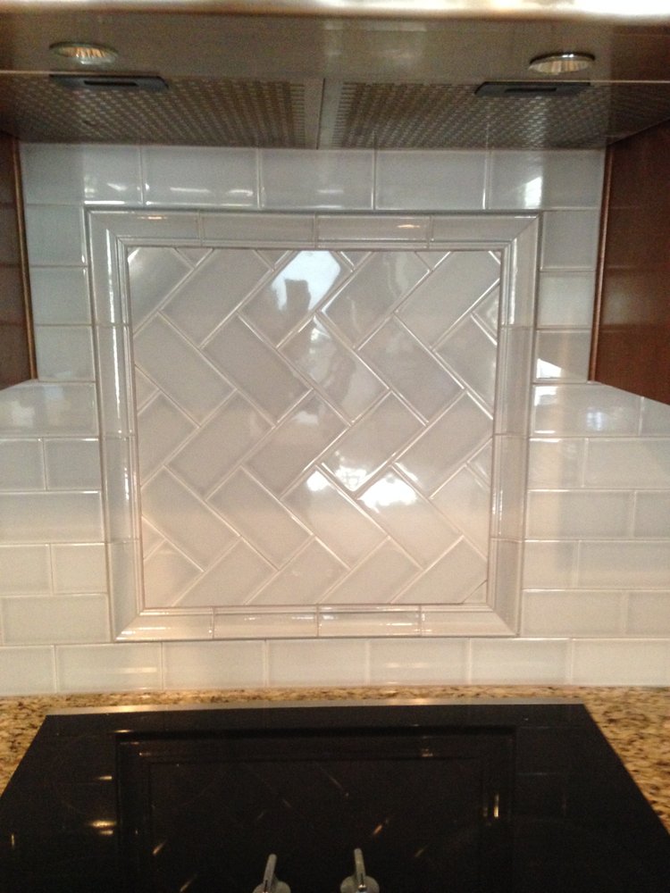 Tile kitchen backsplash with herringbone inlay — Kitchen Remodeling by Urban Element, Inc. in the East Valley of Arizona