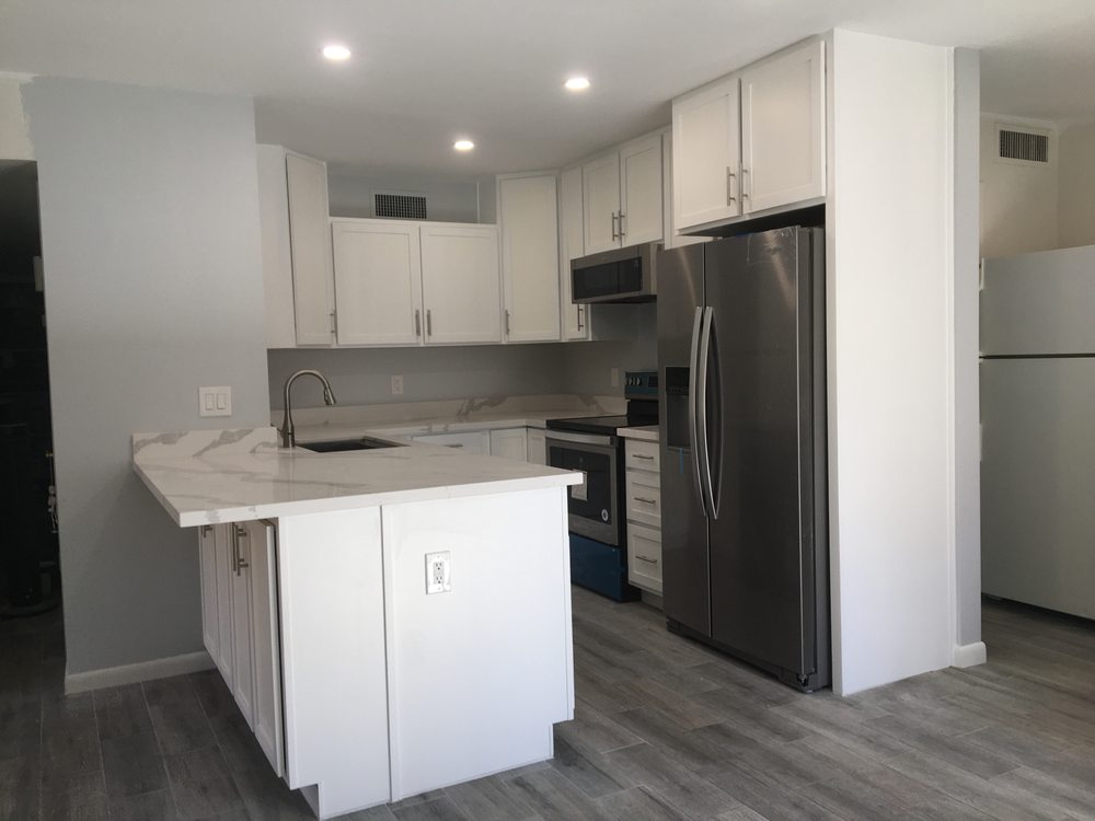 White shaker kitchen with calacatta quartz countertops — Kitchen Remodeling by Urban Element, Inc. in the East Valley of Arizona